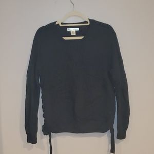 KAISLEY Dark Green Knit Sweater with Side Ties